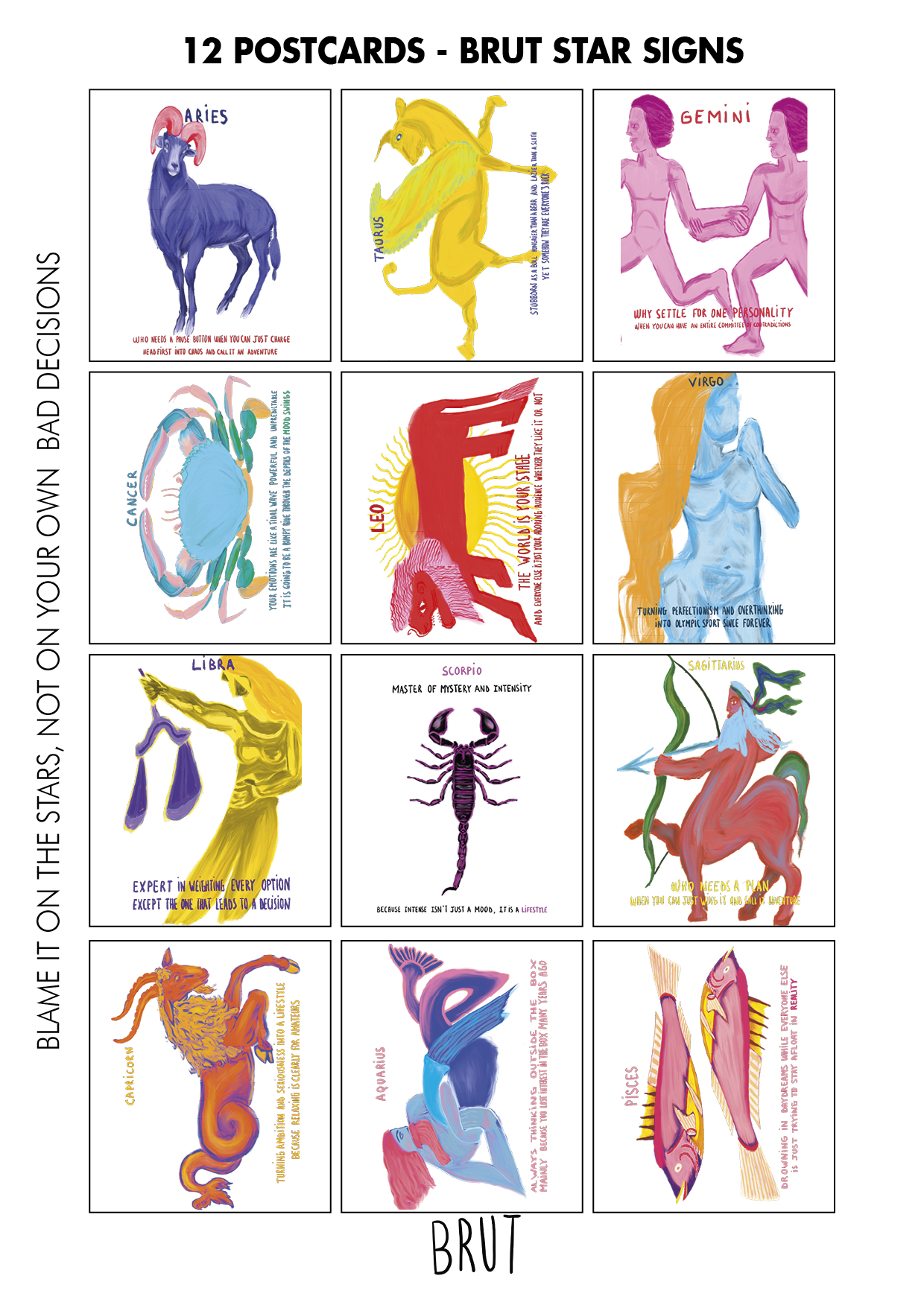 STAR SIGNS ZODIAC | POSTCARDS SET