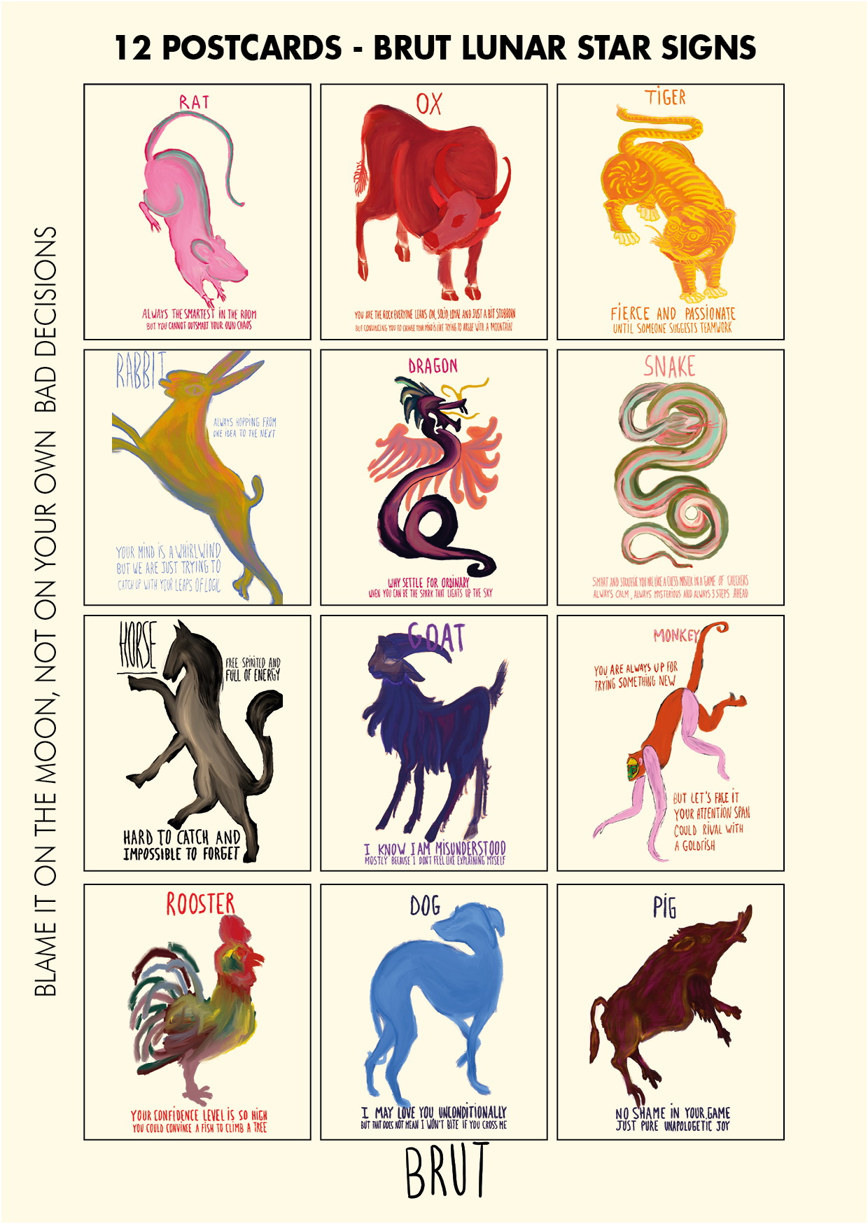 LUNAR SIGNS ZODIAC | POSTCARDS SET