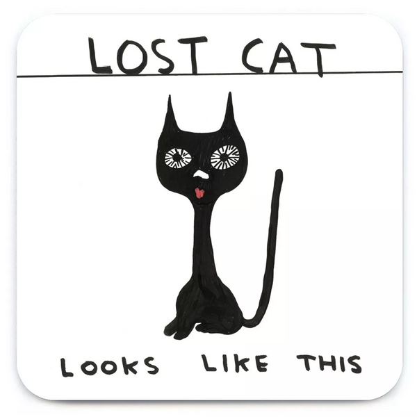 Lost cat coaster, by Scottish artist David Shrigley, available at www.cuemars.com  Edit alt text