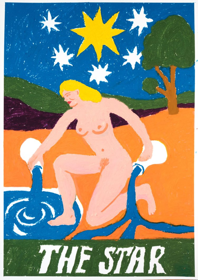 Tarot card The Star original painting by Bulgarian artist Dessy Baeva, available at www.cuemars.com