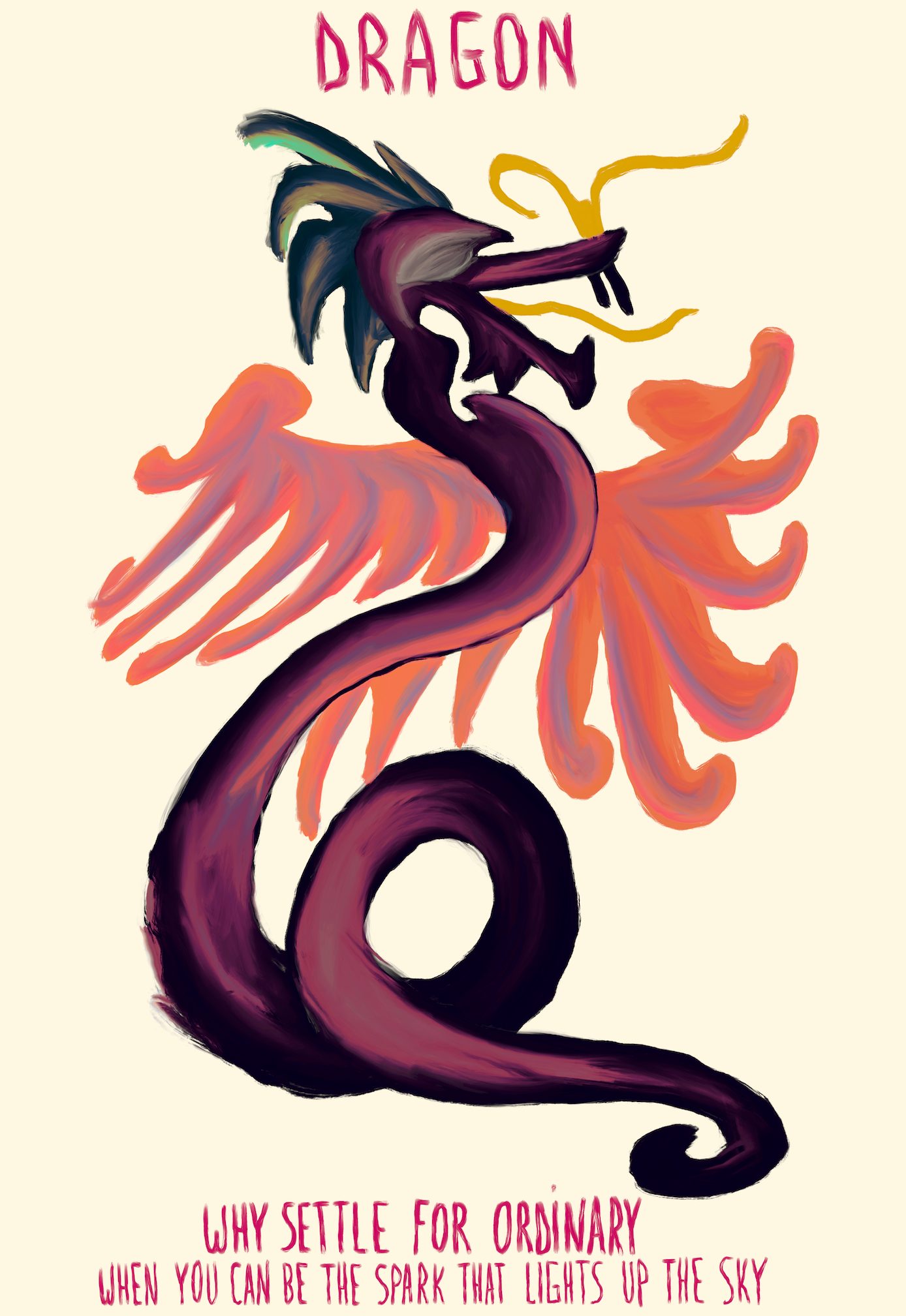 Brut Dragon Lunar Star Sign art print – powerful zodiac wall art