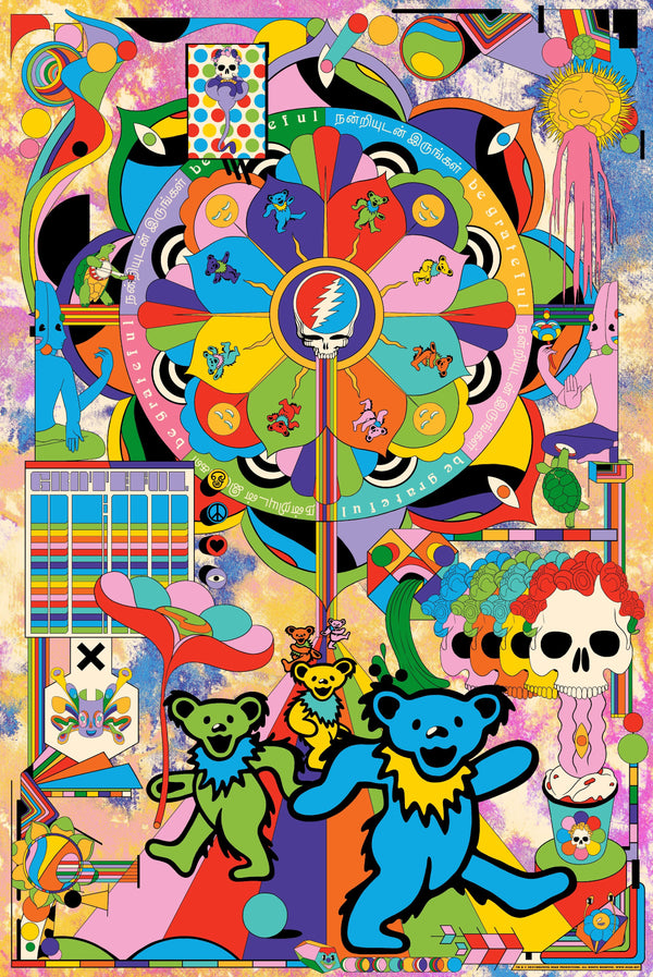 Bold 13 colour screen print Grateful Dead by British artist Murugiah