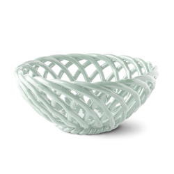 Braided ceramic fruit basket in light mint by Spanish brand Octaevo, available at www.cuemars.com