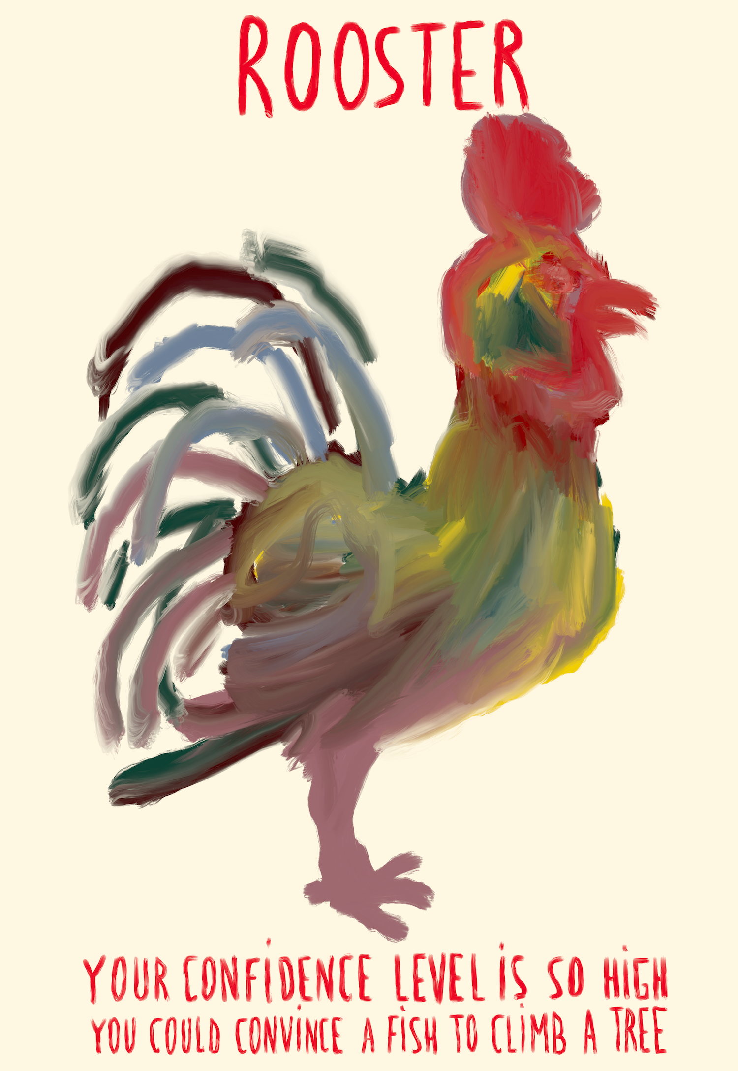 Brut Rooster Lunar Star Sign art print – bold zodiac wall art