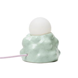 Ceramic bubble lamp in mint with a lilac cable, by SIUP ceramics