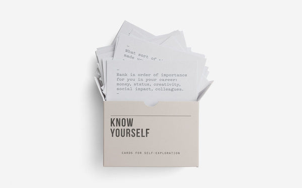 Picture of some of the cards of Know Yourself by The School of Life, 60 prompt cards for self-exploration