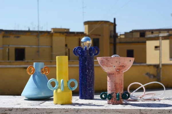 handmade vase and lamp collection handmade by italian ceramicist arianna de luca. available at www.cuemars.com
