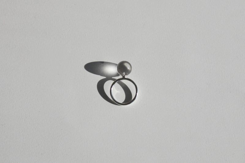 Details of Deborah Tseng Single Rock Crystal Sphere ring in Sterling Silver