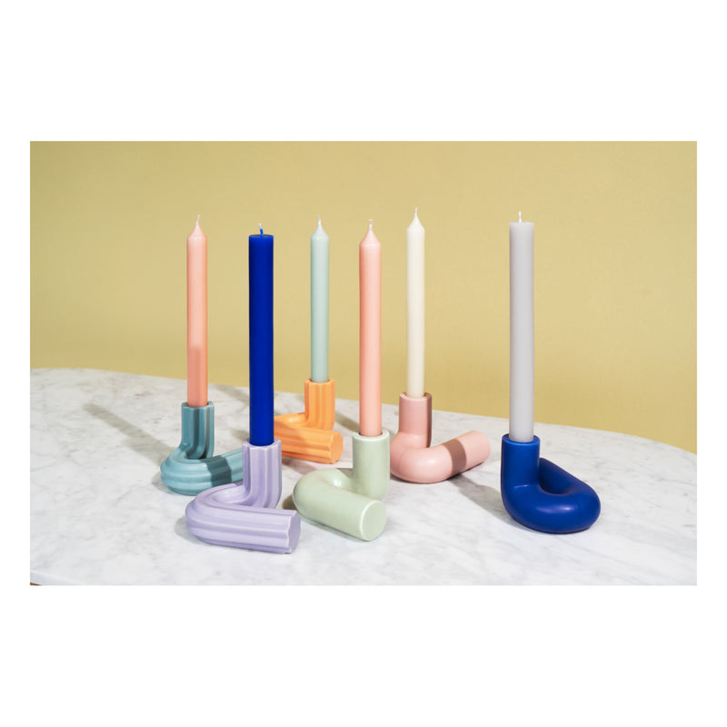 handmade stoneware candle holders inspired by ancient columns by Barcelona based Octaevo Studio, available to purchase at cuemars.com
