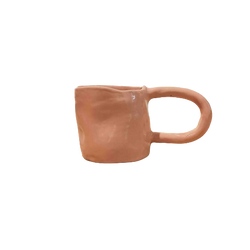 pink ceramic coffee mug with big ear handle by Siup Studio