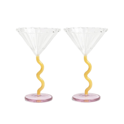 Yellow and Pink glass coupes by Klevering, available at Cuemars  Edit alt text