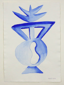 Margiana-original-painting-acrylic-on-paper-blue-vase-studyIII-cuemars\