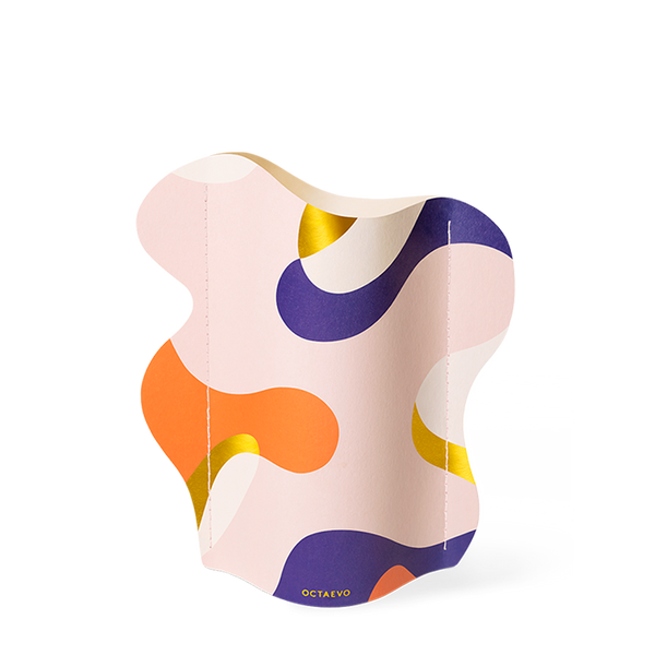Pink, orange, purple and gold paper vase Gaia by Barcelona based brand Octaevo, available at www.cuemars.com
