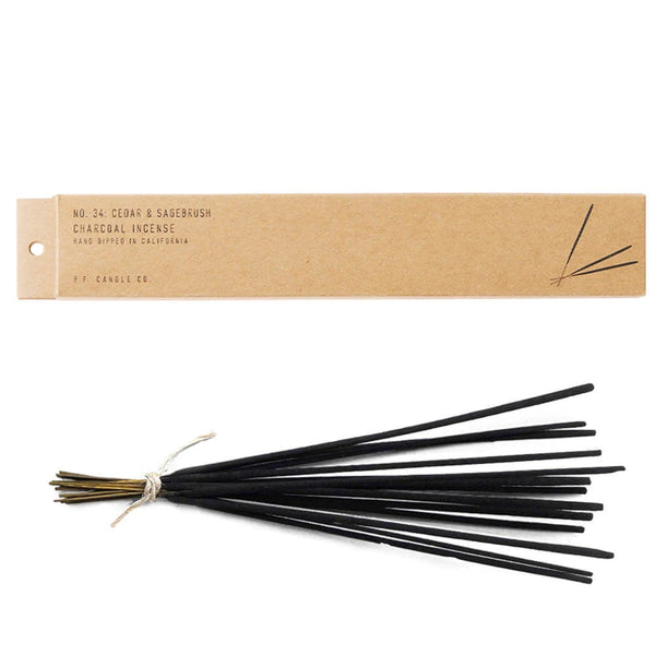 Charcoal long-lasting incense sticks n34 cedar and sagebrush scent, by PF Candle. Available at cuemars.om