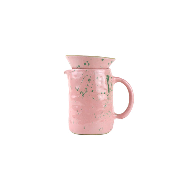 Ceramic Coffee drip pink and green handmade by Soup Ceramics, designed in collaboration with Cuemars. 