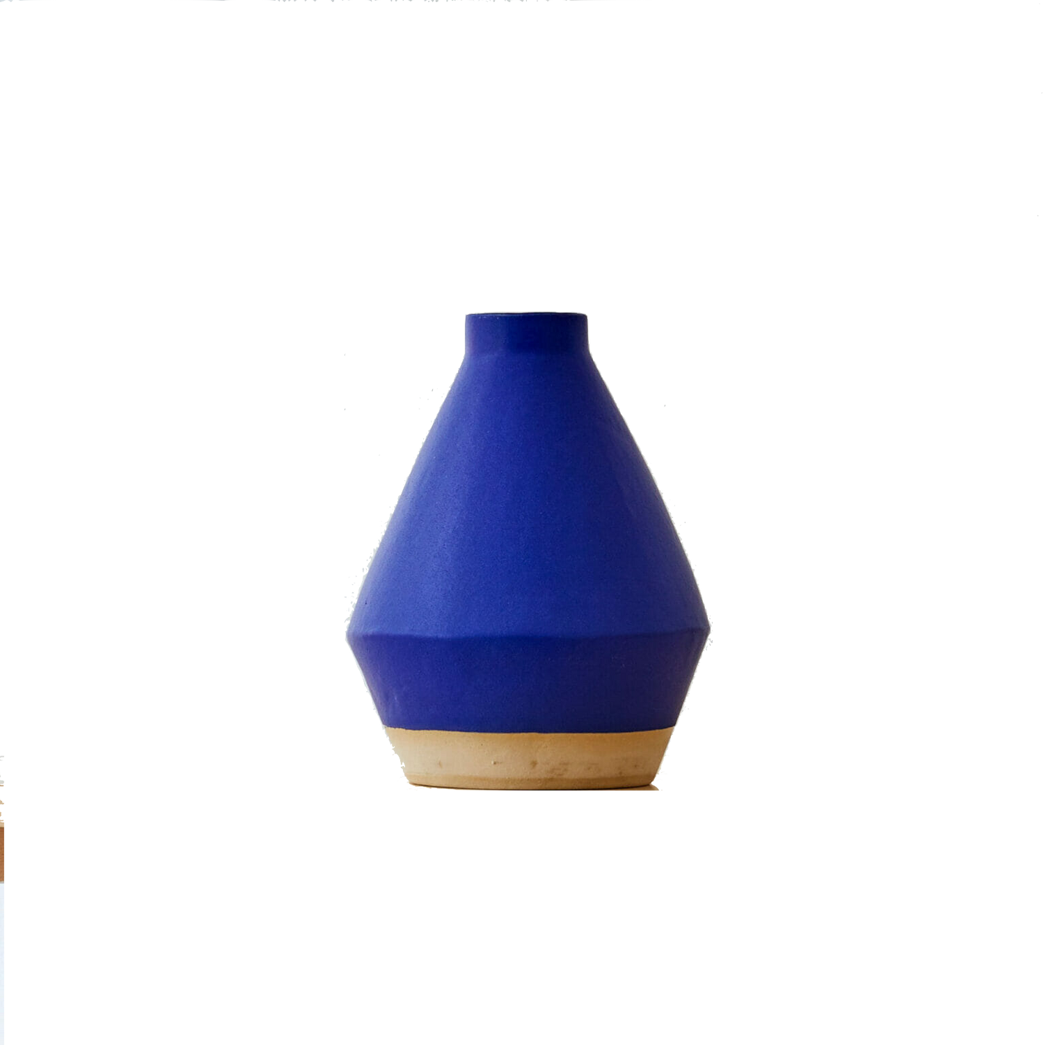 Jumbo Blue diamond shape vase, handmade and handprinted by East London based ceramicist Sophie Alda, available at www.cuemars.com