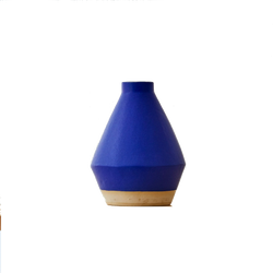 Jumbo Blue diamond shape vase, handmade and handprinted by East London based ceramicist Sophie Alda, available at www.cuemars.com