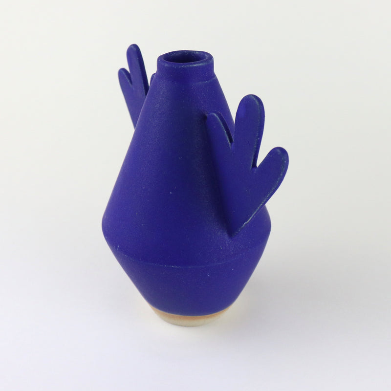 Handmade Flood vase with wiggle arms in blue by Bristolian Sophie Alda