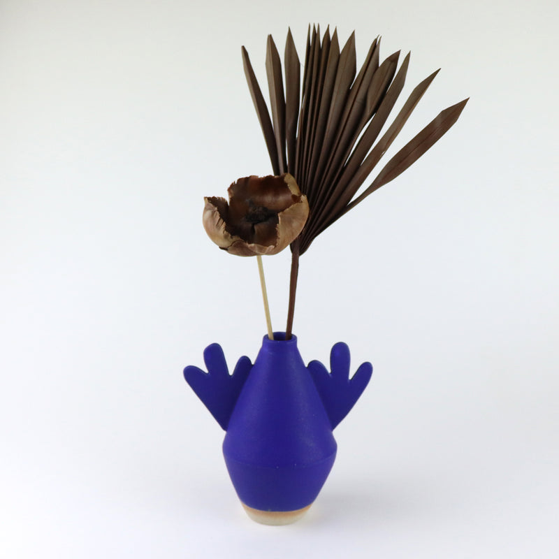 Handmade Flood vase with wiggle arms in blue by Bristolian Sophie Alda