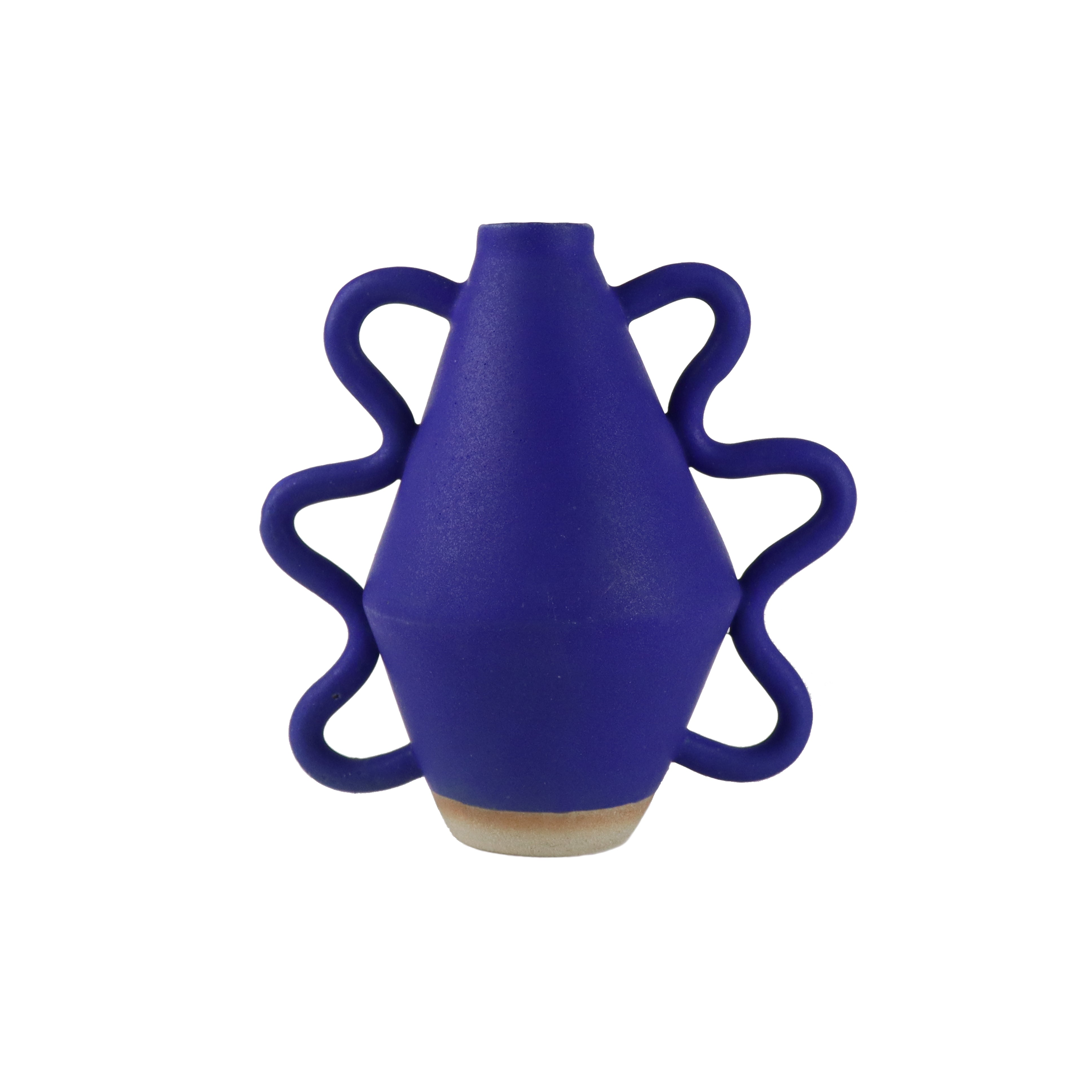 Blue Vase with wiggle arms hand thrown by Bristolian Sophie Alda. Available at www.cuemars.com