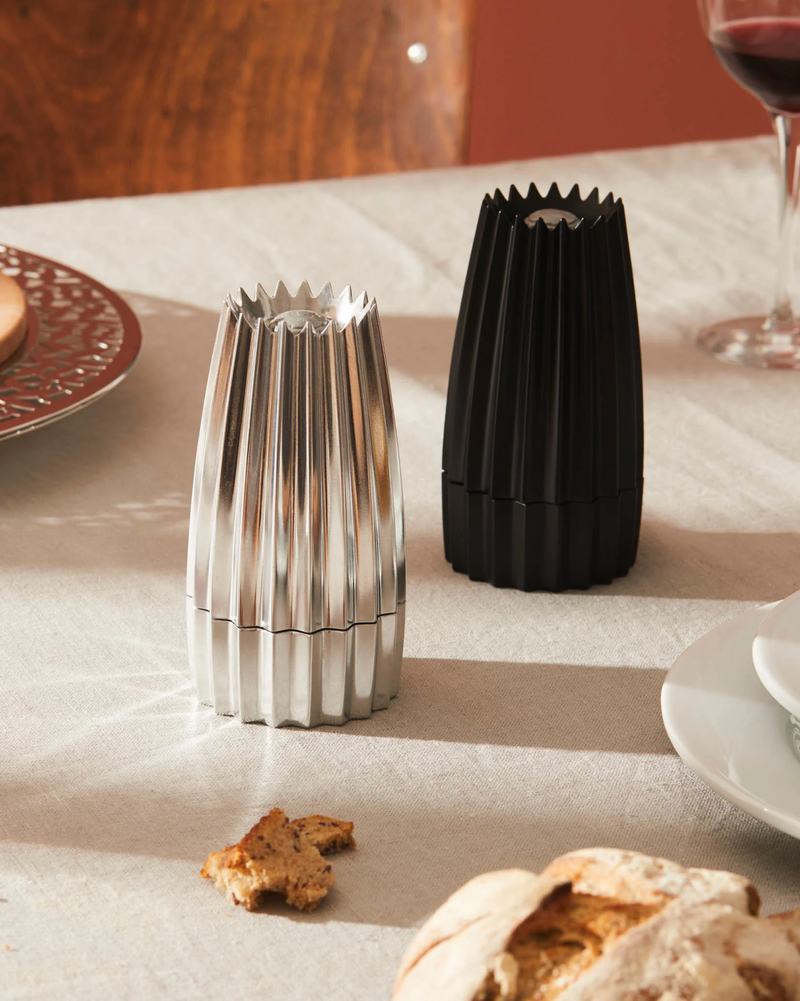 Aluminium contemporary spice sal and pepper grinder by Alessi, available at www.cuemars.com
