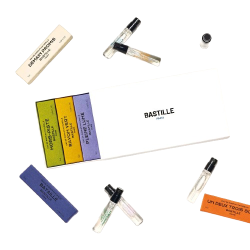 Bastille Paris discovery set of 8 vegan perfumes in vials of 2ml. Available at www.cuemars.com