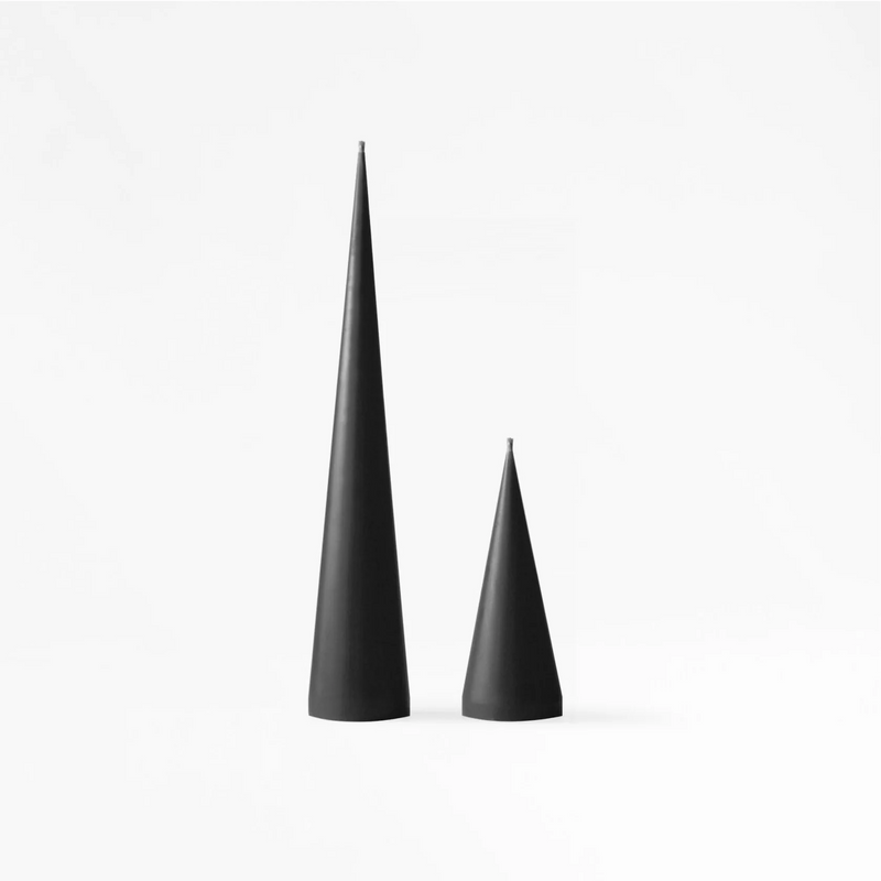 Two cone beeswax pillar candles by Bzzwax, available at www.cuemars.com