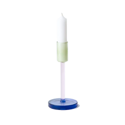 Pink and green glass candle holder by British homeware brand Block Design, available at www.cuemars.com