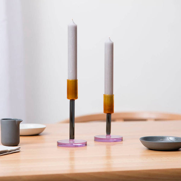 Red and blue glass candle holder by British homeware brand Block Design, available at www.cuemars.com