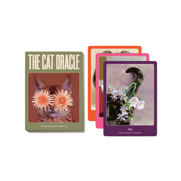 Cat inspired oracle with guidebook by Broccoli Mag, available at www.cuemars.com