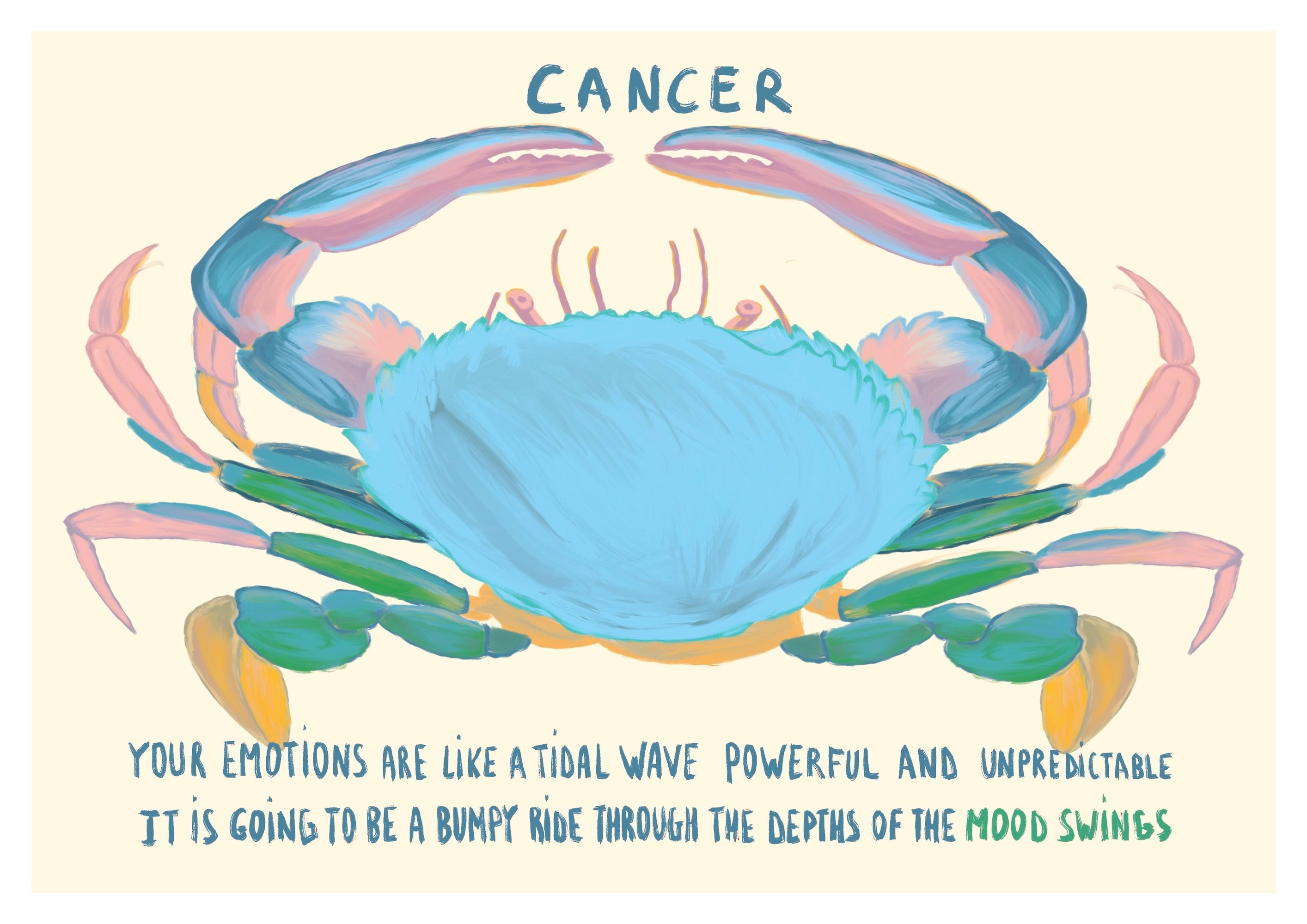 Cancer zodiac print by Brut – sentimental, moody astrology wall art