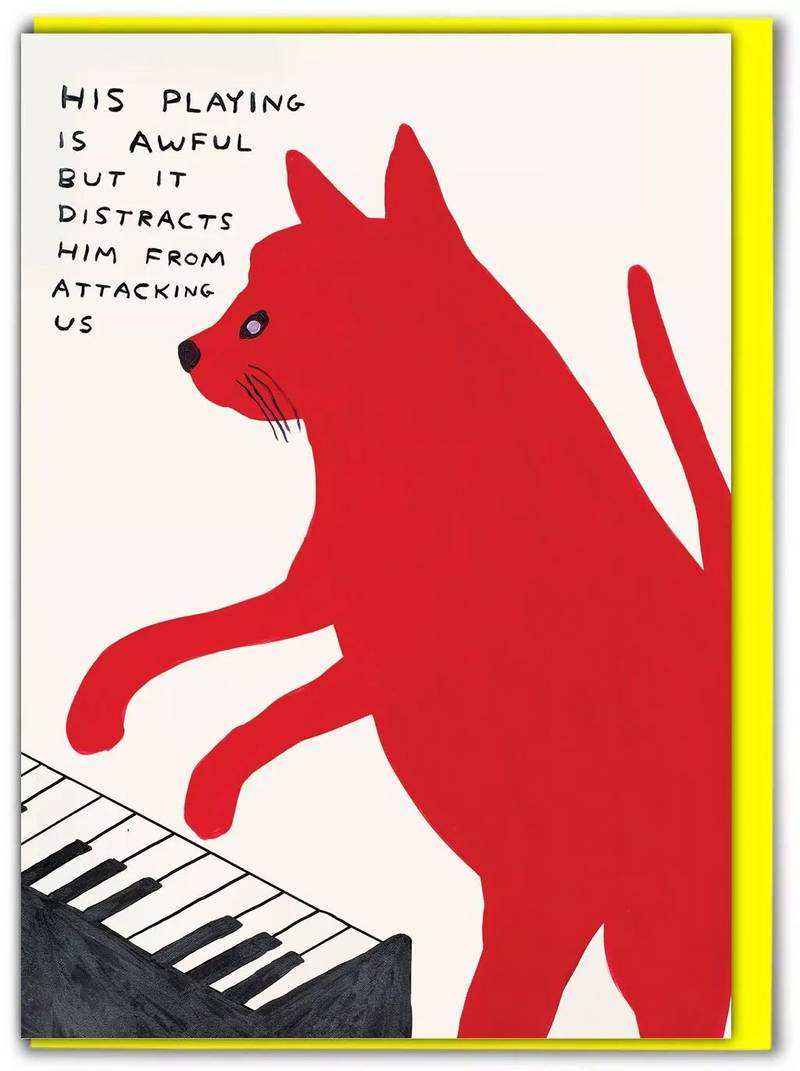 playing is awful greeting card by Scottish artist David Shrigley, available at www.cuemars.com