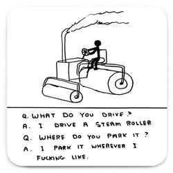 Steam roller coaster, by Scottish artist David Shrigley, available at www.cuemars.com 