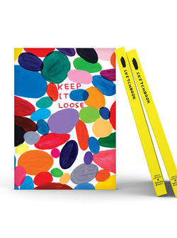 Colourful sketchbook with the typography keep it loose by David Shrigley, available at www.cuemars.com