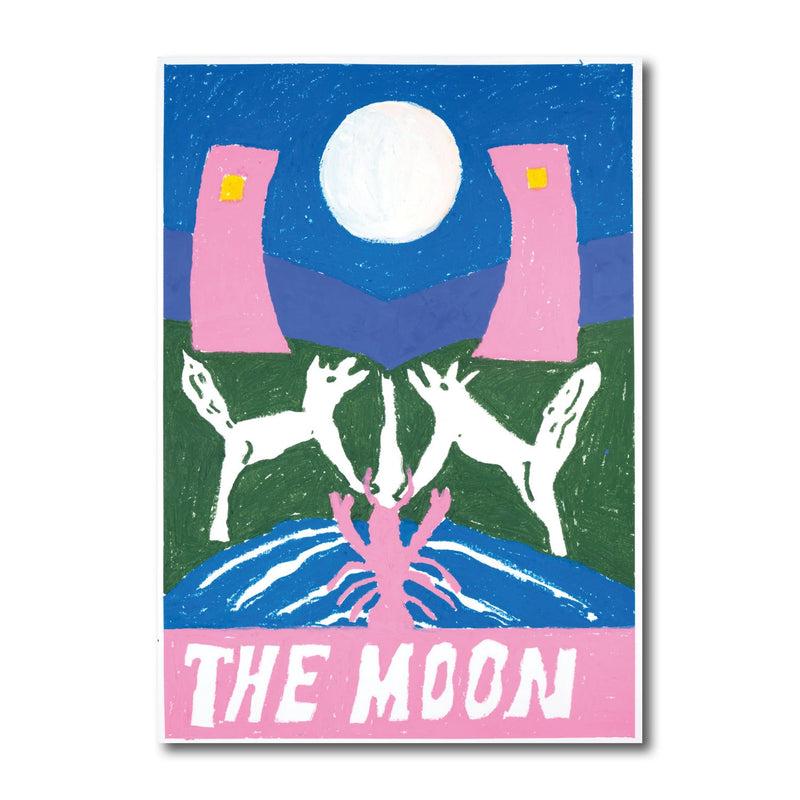 Tarot card The Moon limited edition of 50 giclee prints by Bulgarian artist Dessy Baeva, available at www.cuemars.com