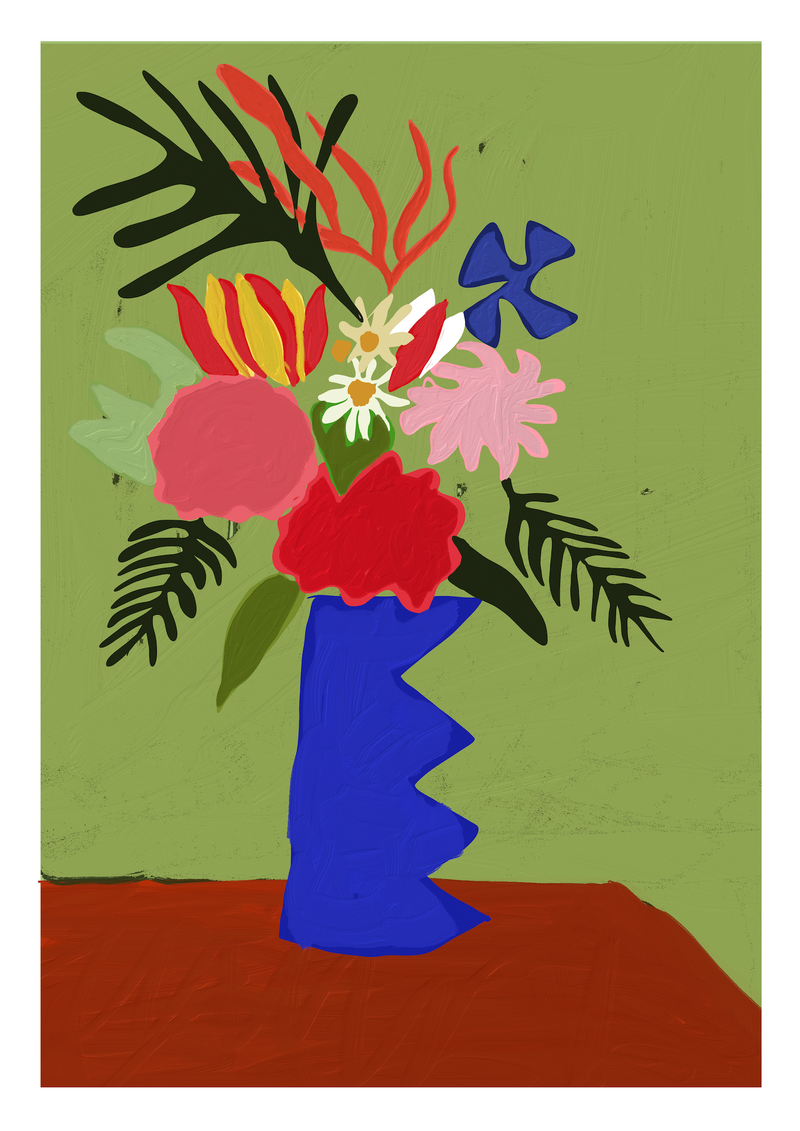 Green Still-life Flowers | Print