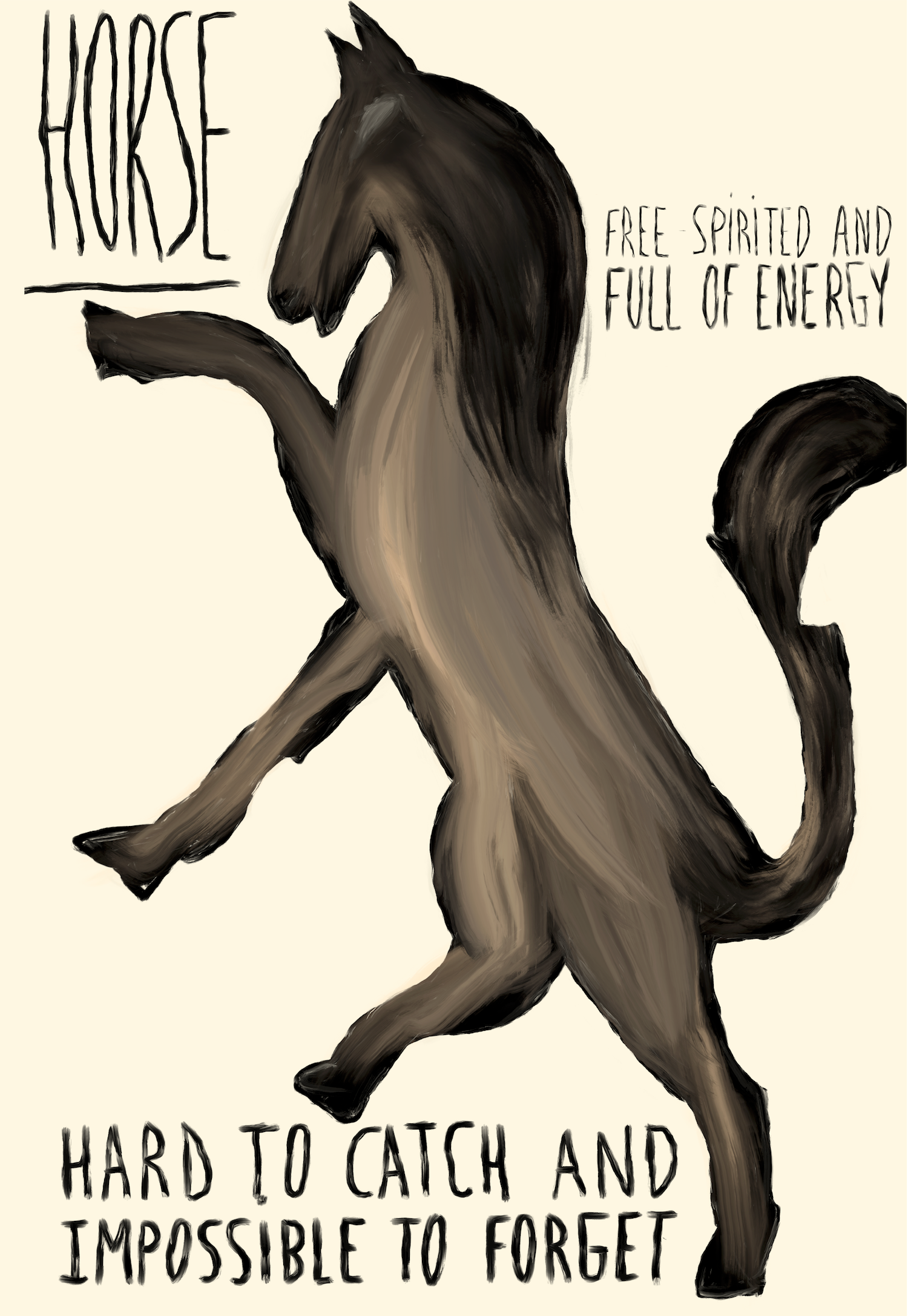 Brut Horse Lunar Star Sign art print – free-spirited zodiac wall art