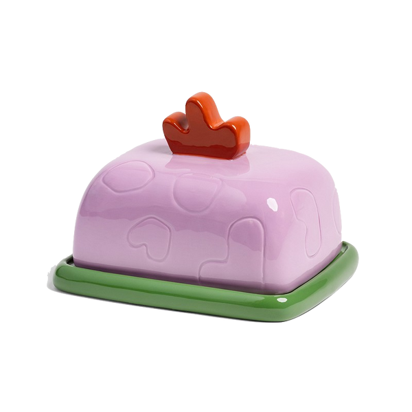 lilac and red chunky butter dish by Klevering, available at www.cuemars.com