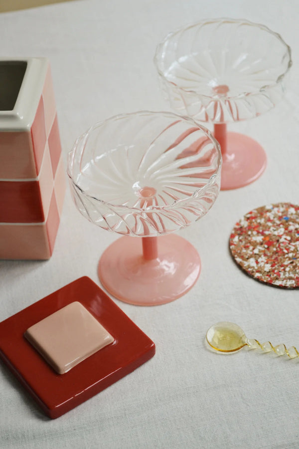 Glass coupes designed by Klevering, available to purchase at cuemars