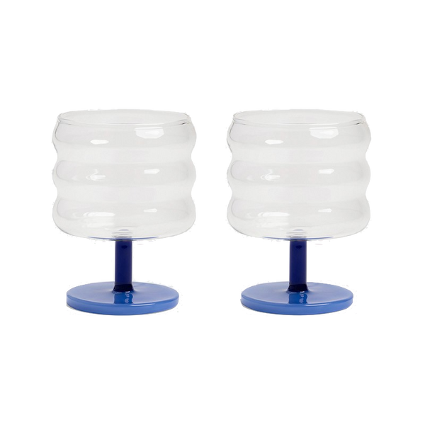Glass Mingle Set of 2 with a blue stem, by Klevering