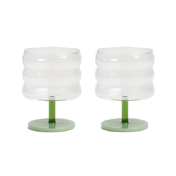 Glass Mingle Set of 2 with a green stem, by Klevering