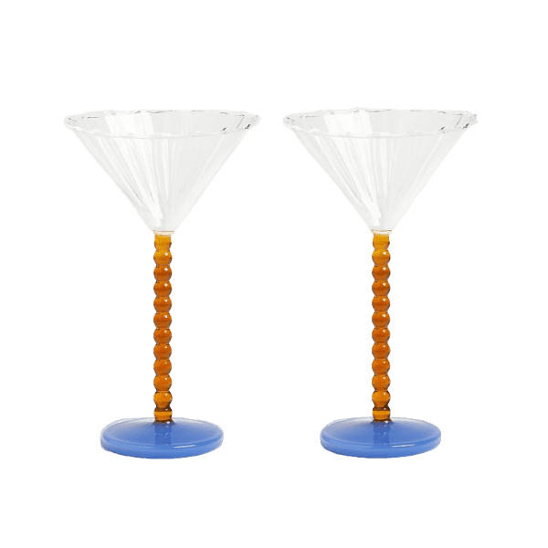 Yellow and Blue glass coupes by Klevering, available at Cuemars  Edit alt text