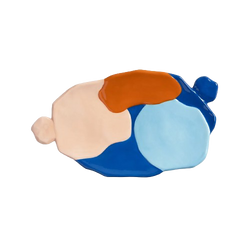 Porcelain large platter in pink, blue and orange with handles by Klevering, available at www.cuemars.com