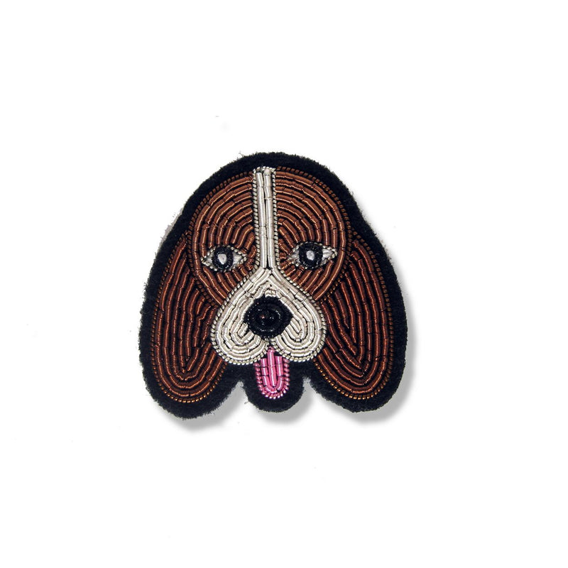 Beagle dog brooch designed by Macon and Lesquoy in France, ethically hand made in Pakistan. Available at www.cuemars.com