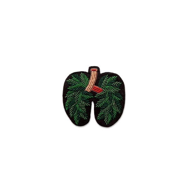 Lungs drawn like green leafs brooch designed by Macon and Lesquoy in France, ethically hand made in Pakistan. Available at www.cuemars.com
