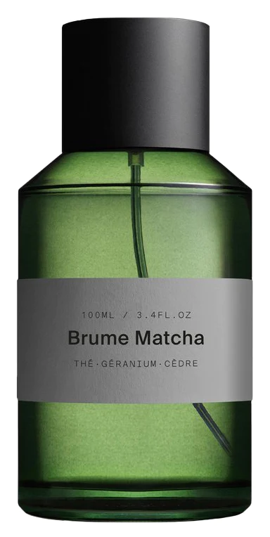 room mist in green glass bottle by Marie Jeanne, France. Brume Matcha scent. Available at cuemars.com