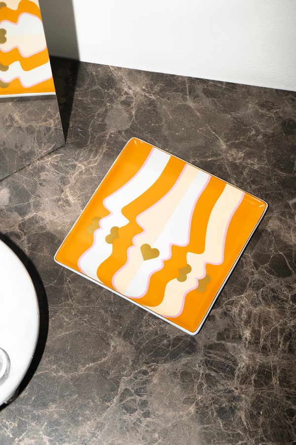 Colourful contemporary Ceramic Tray Beso Orange designed by Octaevo in Barcelona, available at www.cuemars.com in London