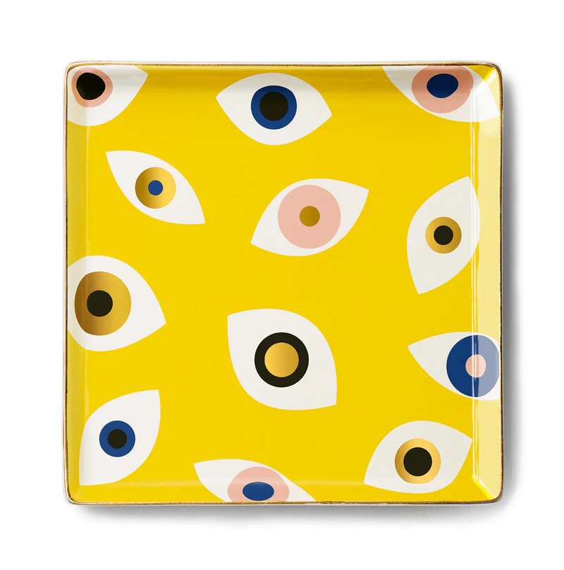 Nazar eye amulet inspired ceramic tray designed by Octaevo in Barcelona, sold by www.cuemars.com