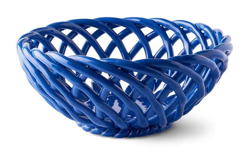 Octaevo Sicilia ceramic basket blue by Spanish brand Octaevo, available at www.cuemars.com