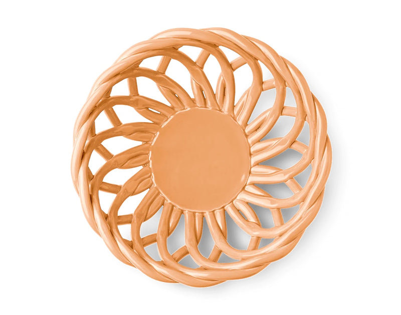 Braided ceramic fruit basket in tangerine by Spanish brand Octaevo, available at www.cuemars.com